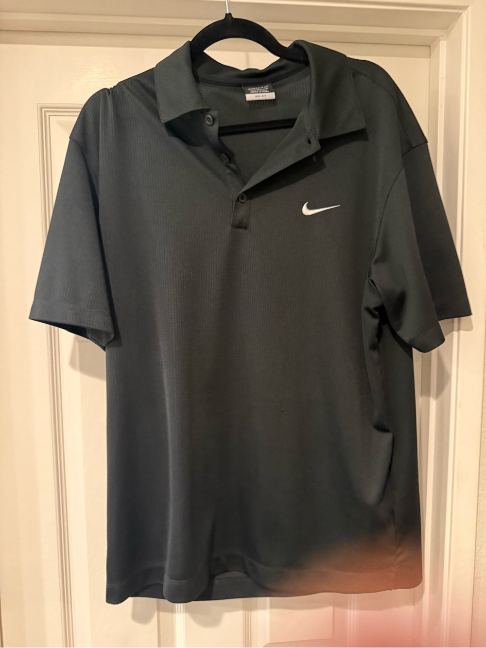 Nike Men’s Charcoal Gray Golf Polo with White Swoosh